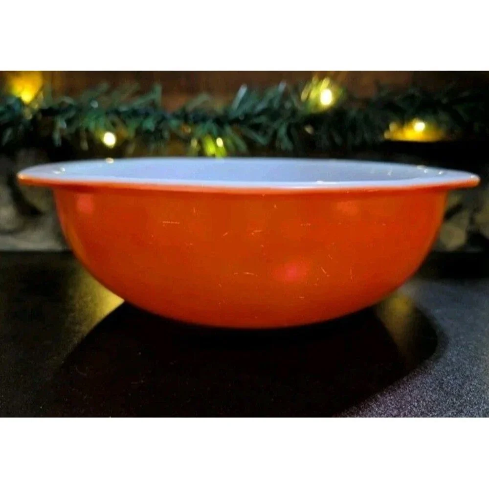 Vintage Pyrex 024 Friendship Red Orange 2 Qt Mixing Bowl Casserole Milk Glass